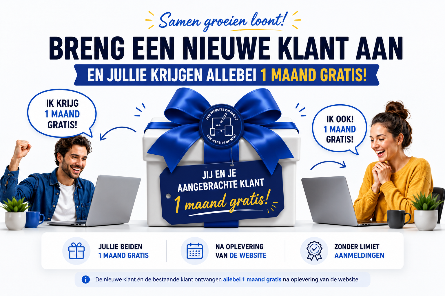Breng een nieuwe klant aan en jullie krijgen allebei 1 maand gratis